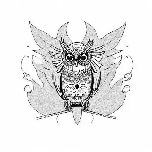 Flying Owl Grabbing A Sugar Skull Through The Eyes