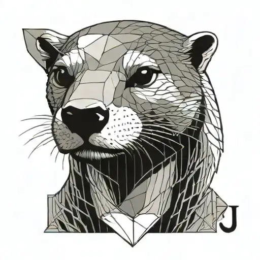 River Otter Head With The Initial J