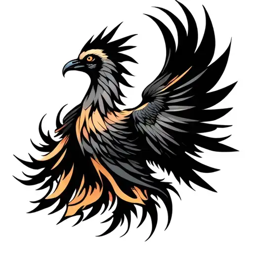 Phoenix Rising From The Ashes Symbolizing Overcoming
