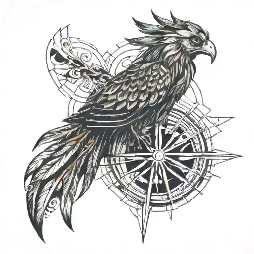 Phoenix With An Adventure Compass In The Background