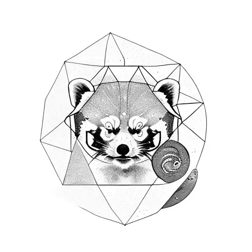 Red Panda With Geomagnetic Shapes