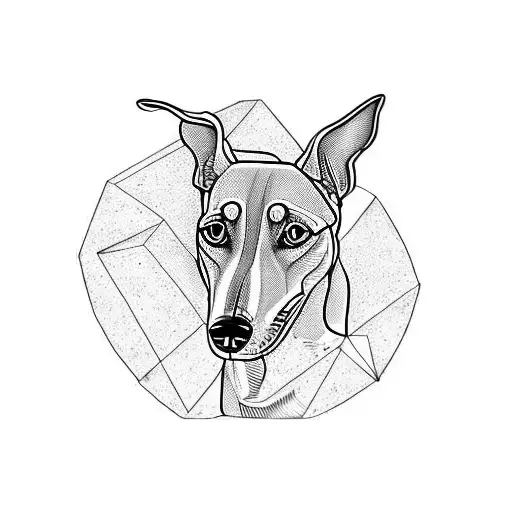 A Greyhound Surrounded By Mayan Symbols And Hieroglyphics