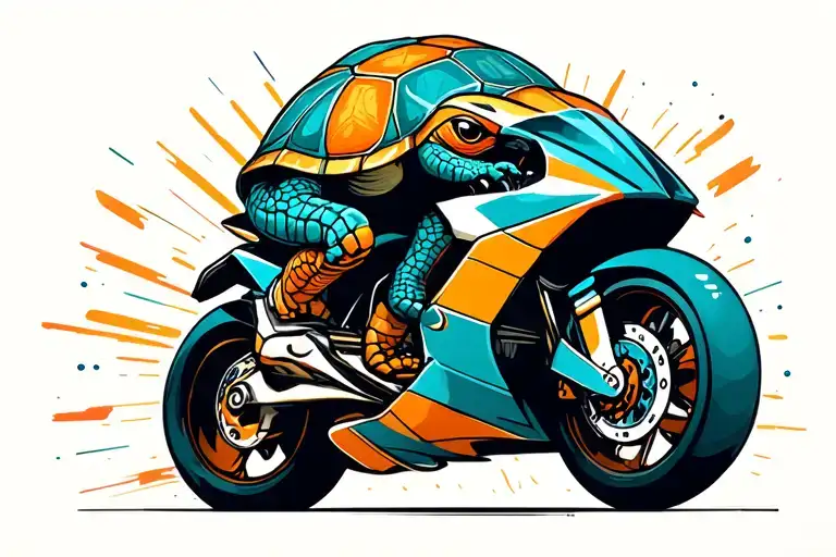 Cute Turtle Riding A Sport Bike Dragging Knee