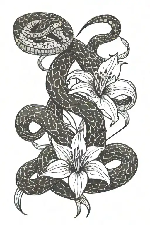 Snake With Lily Flower