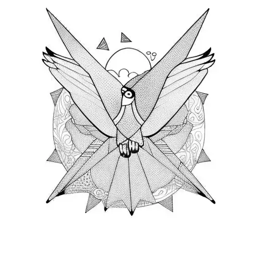 Flying Bird And A Moon