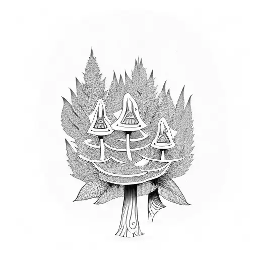 Forest Of Weed With Mushrooms