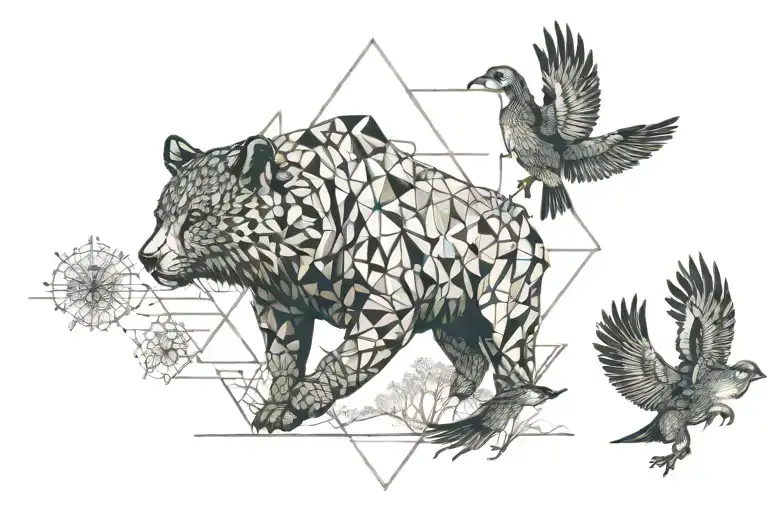 Tatoo Of Son Playing In Nature Scene