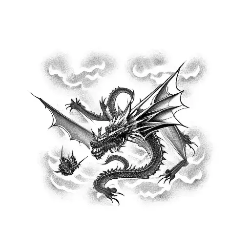 Fully Pitch Black Dragon With Clover Cover Up