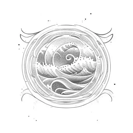 Ocean Wave With A Small Word In The Middle