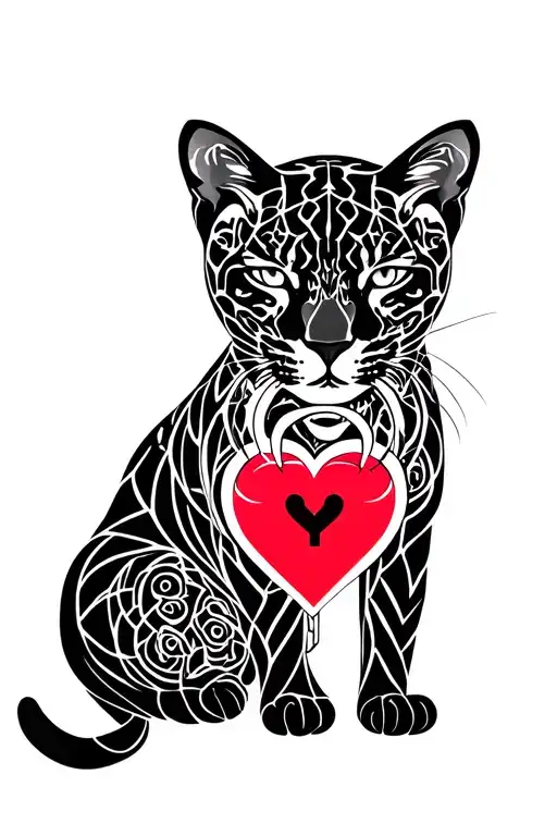 Black Jaguar And Cat Love Heart Shaped Lock