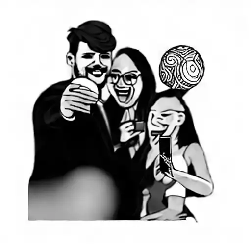 A Group Of People Taking A Selfie With A Balloon