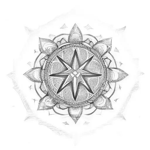 A Mandala Design Incorporating Elements Of Combat And Military Symbols