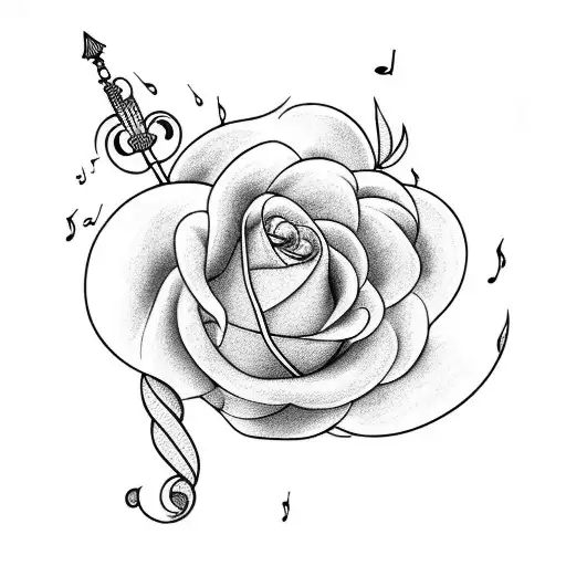 A Cloud-shaped Rose With Musical Staffs As Its Stem