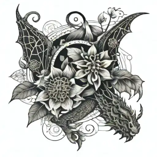A Dragon With Passion Fruit Flower As Its Skin Skin