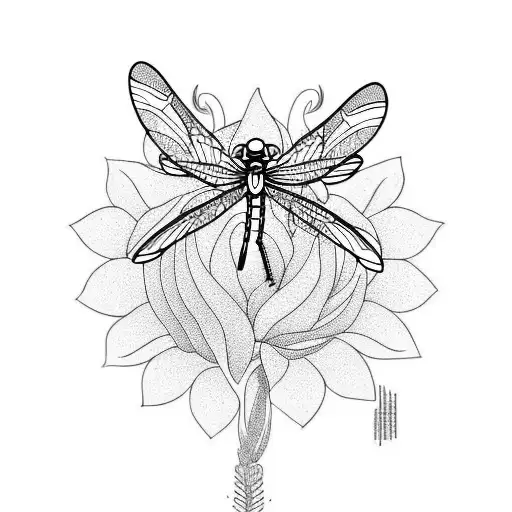 Dragonfly Witj Flower