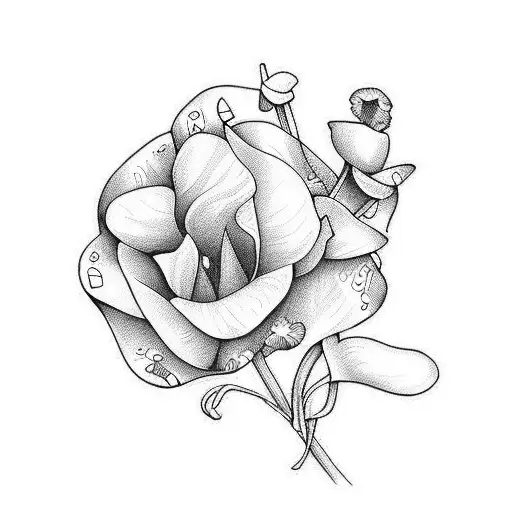 Sweet Pea And Snow Drop Fine Line Bouquet