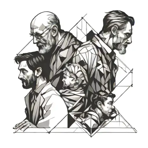 Father And 2 Children Symbolic