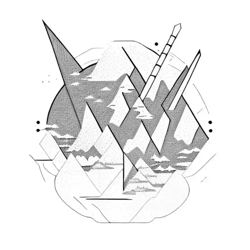 A Mountain Range Formed By The Silhouette Of A Guitar