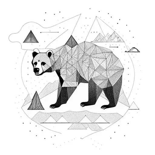 Bear With Mountain Scene Inside Its Body