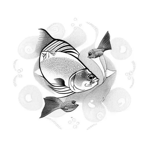 Pisces Resemblance With 2 Fishes Black And White