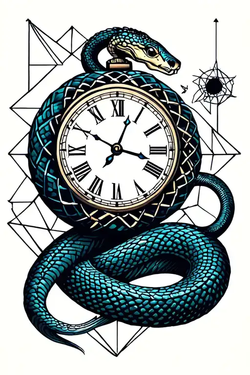 Snake And Clock Surrounded