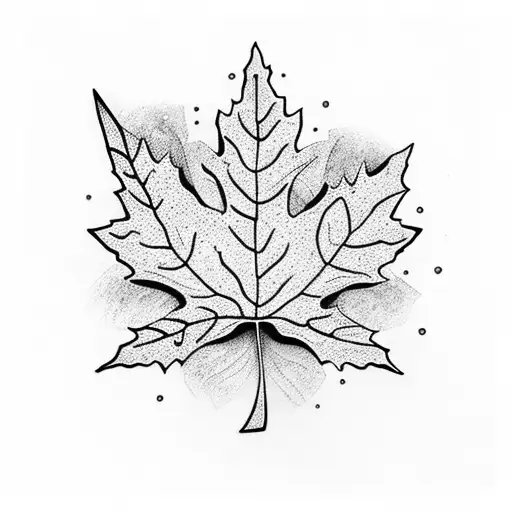 Great Wave Painting And Maple Leaf In Fall