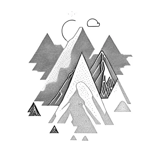 A Black And Grey Tattoo Of A Mountain Range With The Word 'Persistence' Forming The Peaks