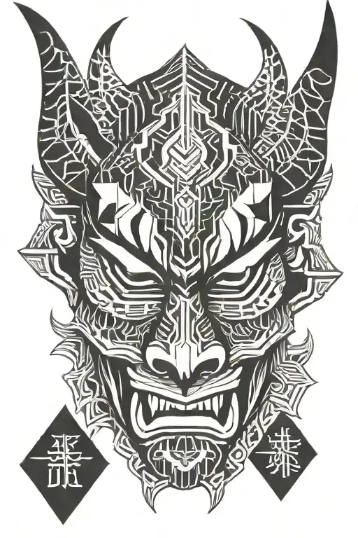 Geometric Japanese Demon Mask