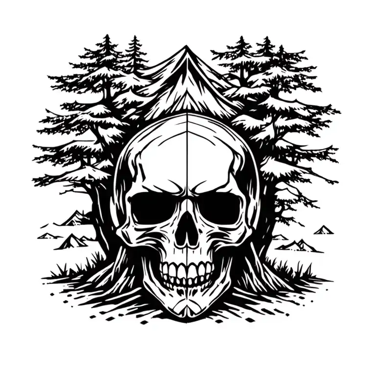 Camping Scene With A Skull