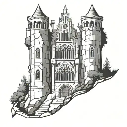Gothic Tower On Cliff