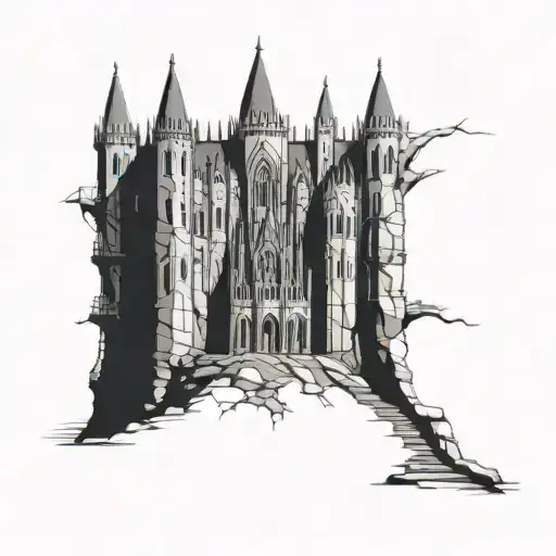 Gothic Tower On Cliff