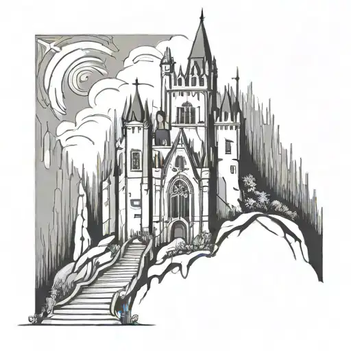 Gothic Tower On Cliff