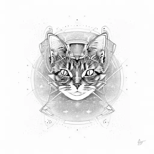 A Cosmic Cat Playing A Futuristic Electric Guitar