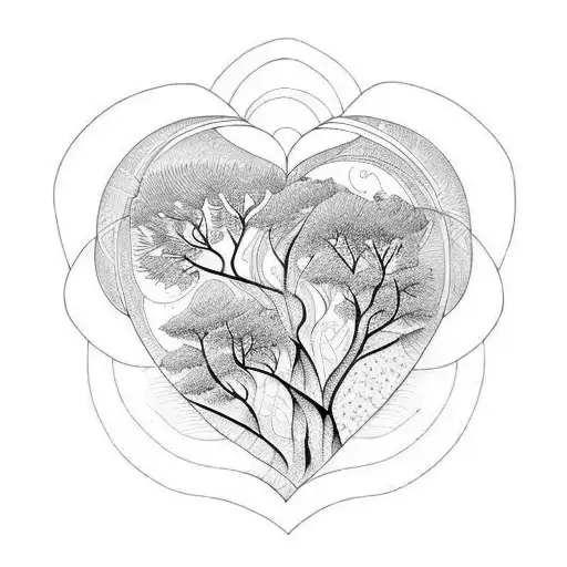 Nature Based With Heart Shape As Outline