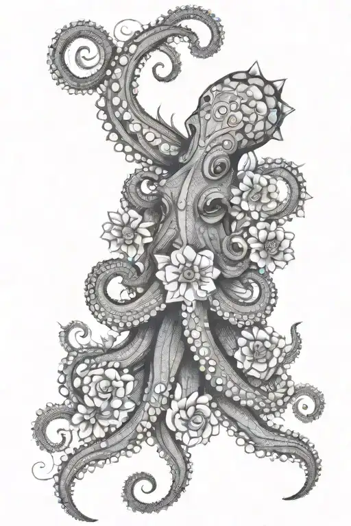 Octopus Hugging Flower Mandala