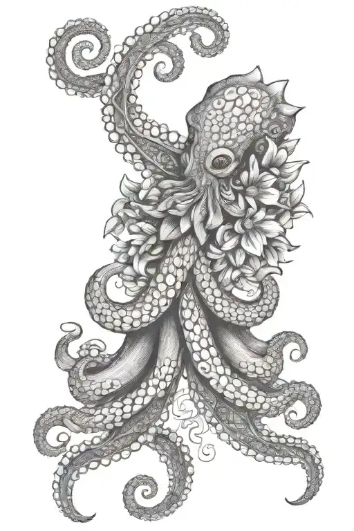 Octopus Hugging Flower Mandala