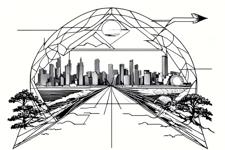 Los Angeles View And Sagittarius With Arrow