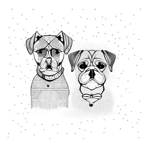 2 Dogs With Pattern Background