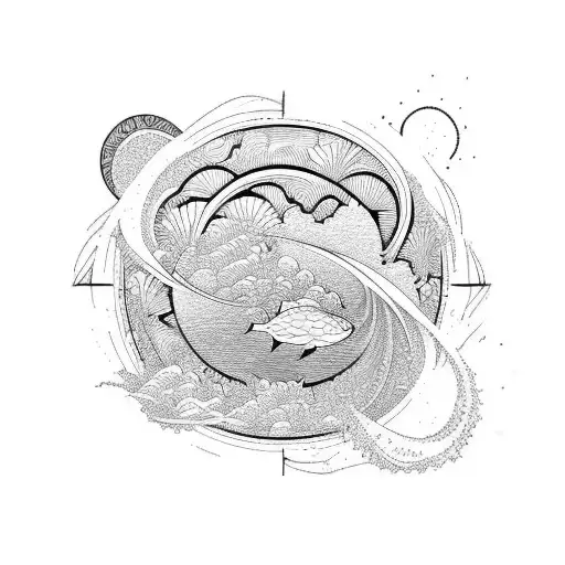 Trpoical Flower Island And Ocean Wave