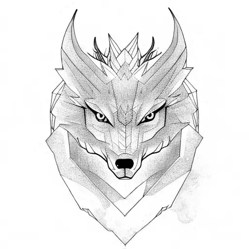 Half Head Dragon Half Wolf