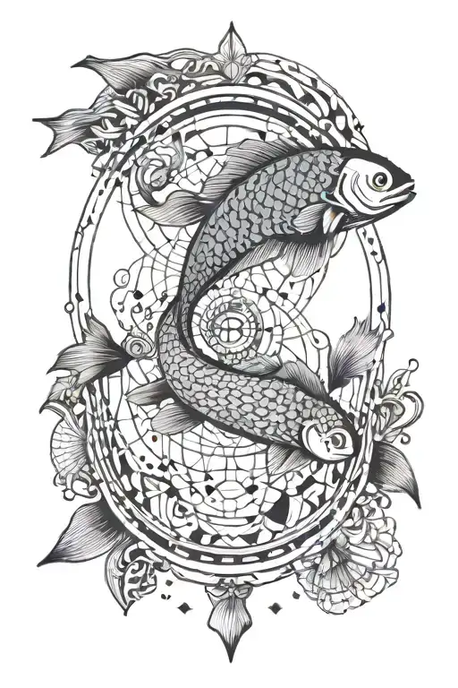 Pisces Zodiac Sign Background With Geo Symteric Shapes Tatto
