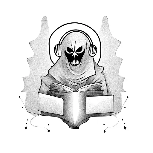 Ghost Reading A Book And Listening To Music