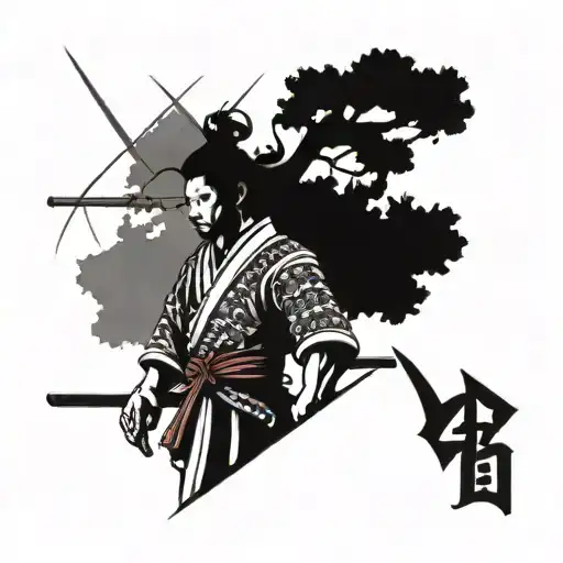 A Samurai With A Tree Growing On Its Back With Roots