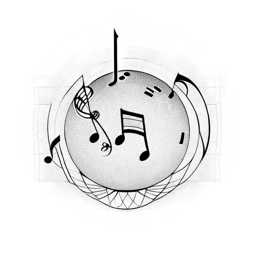 Music Notes With A Basketball Instead Of The Circle Of The Notes At The Bottom
