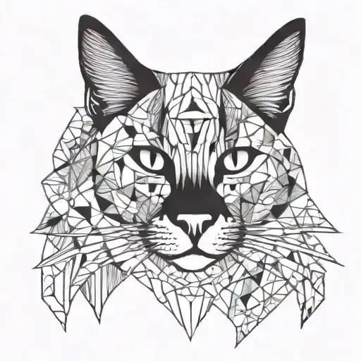 Cat With Long Hair And Protection Symbols