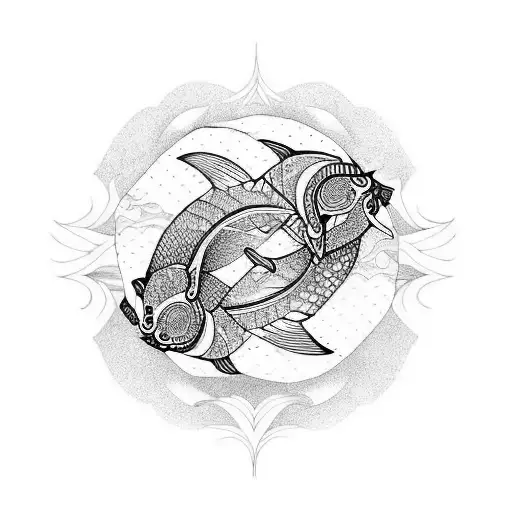 Ying Yang Imagery With Koi Fish