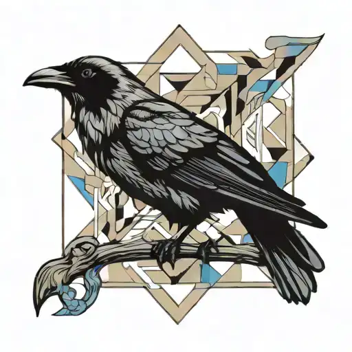 Raven One Brown One Blue Eye Perched On A Square Containing Petunias