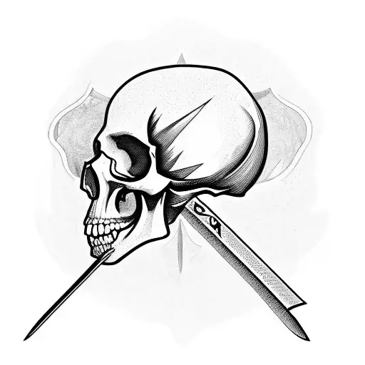A Sword Going Through A Skull