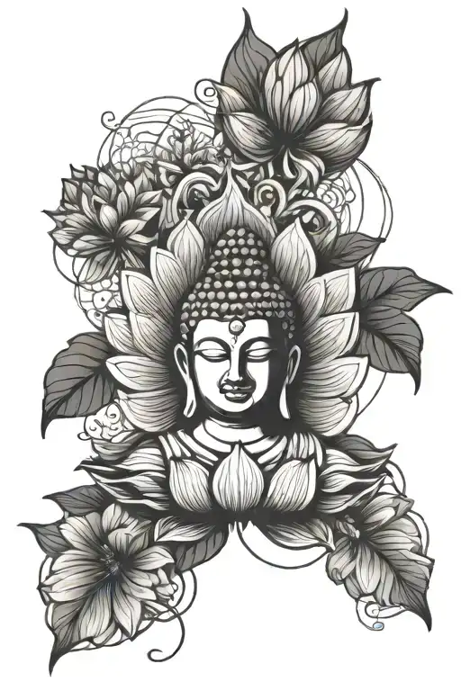 Buddha Lotus Flower Large Black Leaves