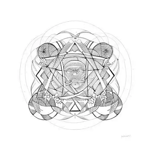 Circle Of Witches Dancing Lines Black And White